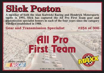 1992 Maxx (Black) #254 Howard Poston (Slick) Back