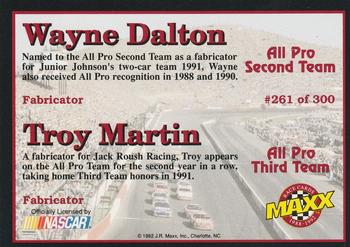 1992 Maxx (Black) #261 Wayne Dalton / Troy Martin Back