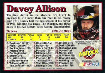 1992 Maxx (Black) #28 Davey Allison Back