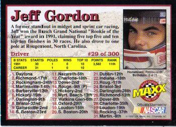 1992 Maxx (Black) #29 Jeff Gordon Back