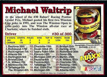 1992 Maxx (Black) #30 Michael Waltrip Back