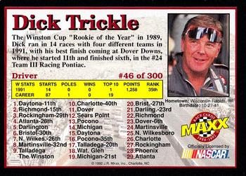 1992 Maxx (Black) #46 Dick Trickle Back