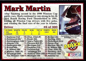 1992 Maxx (Black) #6 Mark Martin Back