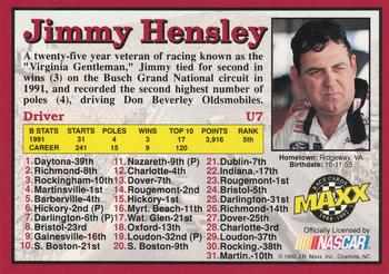1992 Maxx Update (Red) #U7 Jimmy Hensley Back