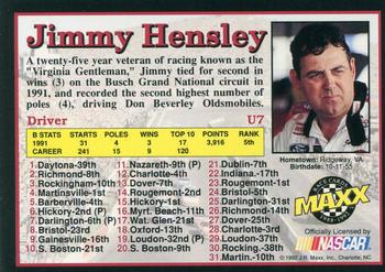 1992 Maxx Update (Black) #U7 Jimmy Hensley Back