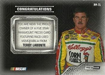 2014 Press Pass Five Star - Paramount Pieces Blue #PP-TL Terry Labonte Back