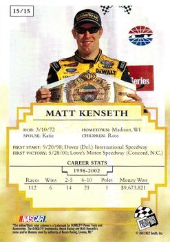 2003 Press Pass UMI Winston Cup Champions #15 Matt Kenseth Back