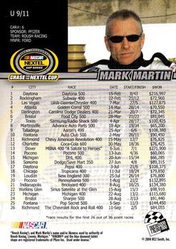 2004 Press Pass UMI Chase for the Nextel Cup #U 9 Mark Martin Back