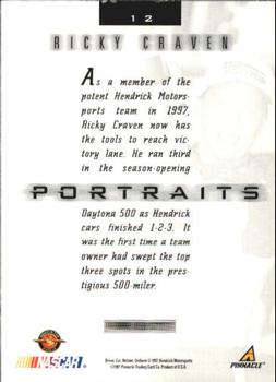 1997 Pinnacle Portraits #12 Ricky Craven Back