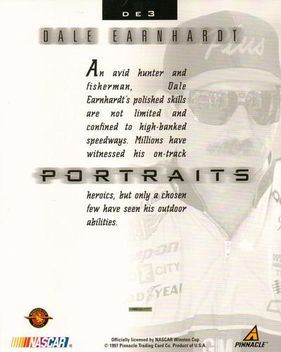 1997 Pinnacle Portraits - 8x10 #DE3 Dale Earnhardt Back