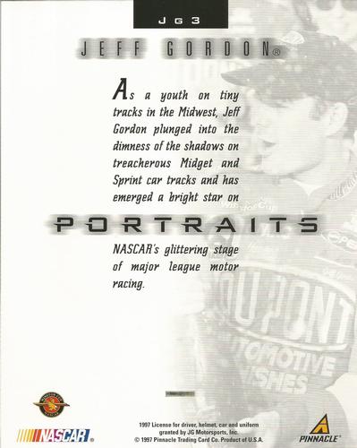 1997 Pinnacle Portraits - 8x10 #JG3 Jeff Gordon Back