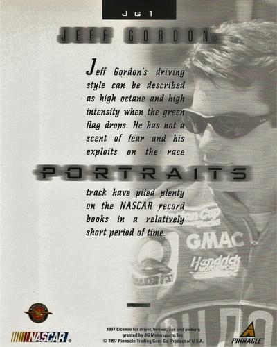 1997 Pinnacle Portraits - 8x10 Dufex #JG1 Jeff Gordon Back