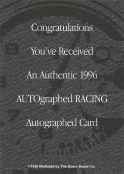 1996 Score Board Autographed - Autographs Gold #NNO John Andretti Back