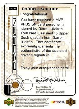 2000 SP Authentic - MVP Prosign #DW-H Darrell Waltrip Back