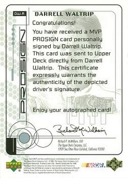 2000 SP Authentic - MVP Prosign #DW-R Darrell Waltrip Back
