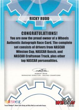2003 Wheels High Gear - Autographs #NNO Ricky Rudd Back