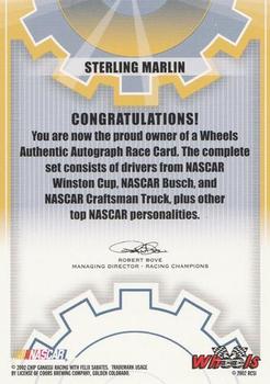 2003 Wheels High Gear - Autographs #NNO Sterling Marlin Back