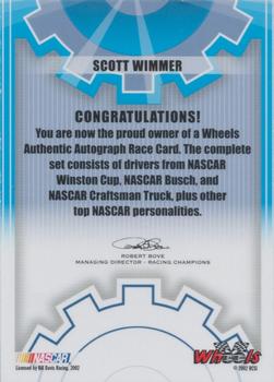2003 Wheels High Gear - Autographs #NNO Scott Wimmer Back