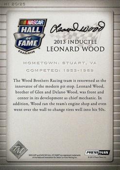 2014 Press Pass Total Memorabilia - Hall of Fame Plaques #HI 20 Leonard Wood Back