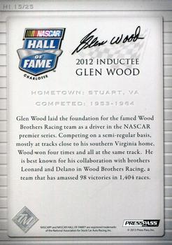 2014 Press Pass Total Memorabilia - Hall of Fame Plaques #HI 15 Glen Wood Back