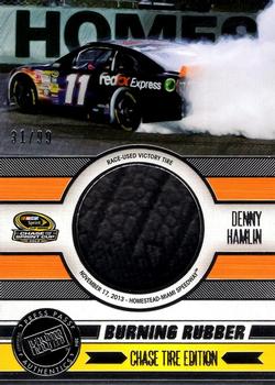 2014 Press Pass Total Memorabilia - Burning Rubber Chase Tire Edition Silver #BRC-DH Denny Hamlin Front