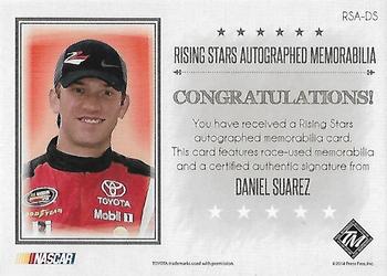 2014 Press Pass Total Memorabilia - Rising Stars Autographed Memorabilia Silver #RSA-DS Daniel Suarez Back
