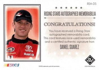 2014 Press Pass Total Memorabilia - Rising Stars Autographed Memorabilia Gold #RSA-DS Daniel Suarez Back