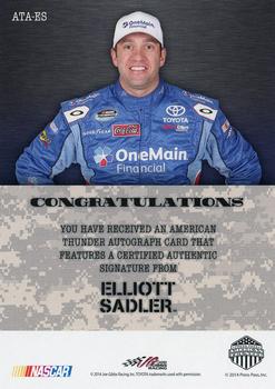 2014 Press Pass American Thunder - Autographs Red #ATA-ES Elliott Sadler Back