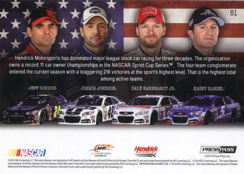 2014 Press Pass American Thunder - Color Proof Black #51 Jeff Gordon / Jimmie Johnson  / Dale Earnhardt Jr. / Kasey Kahne Back