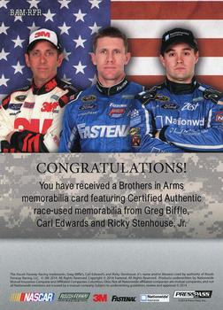 2014 Press Pass American Thunder - Brothers In Arms Relics Blue #BAM-RFR Roush Fenway Racing Back
