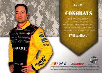 2014 Press Pass American Thunder - Class A Uniforms Blue #CAU-PM Paul Menard Back