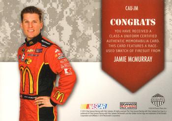 2014 Press Pass American Thunder - Class A Uniforms Red #CAU-JM Jamie McMurray Back