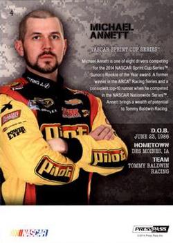 2014 Press Pass American Thunder - Color Proof Yellow #4 Michael Annett Back