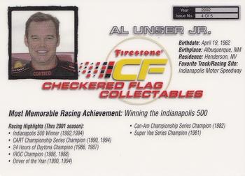 2002 Checkered Flag Collectables Firestone Racing #4 Al Unser Jr. Back