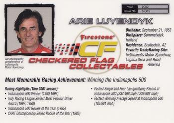 2002 Checkered Flag Collectables Firestone Racing #5 Arie Luyendyk Back