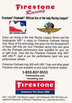 2002 Checkered Flag Collectables Firestone Racing #NNO Firehawk/Header Card Back