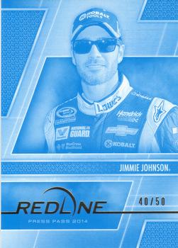 2014 Press Pass Redline - Color Proof Cyan #27 Jimmie Johnson Front