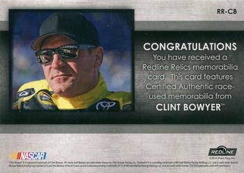 2014 Press Pass Redline - Redline Relics Gold #RR-CB Clint Bowyer Back