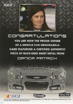 2014 Press Pass Redline - Muscle Car Memorabilia Blue #MCM-DP Danica Patrick Back