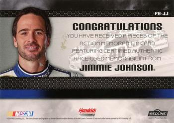 2014 Press Pass Redline - Pieces Of The Action Gold #PA-JJ Jimmie Johnson Back