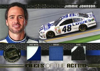 2014 Press Pass Redline - Pieces Of The Action Gold #PA-JJ Jimmie Johnson Front