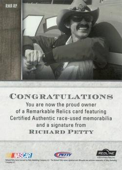 2014 Press Pass Redline - Remarkable Relics Autographs Gold #RMR-RP Richard Petty Back
