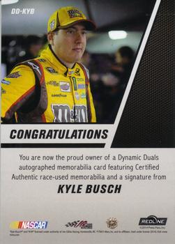 2014 Press Pass Redline - Dynamic Duals Autographs Red #DD-KYB Kyle Busch Back