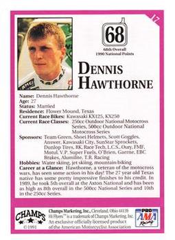 1991 Champs Hi Flyers #17 Dennis Hawthorne Back