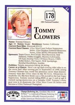 1991 Champs Hi Flyers #44 Tommy Clowers Back