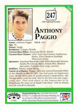 1991 Champs Hi Flyers #120 Anthony Paggio Back