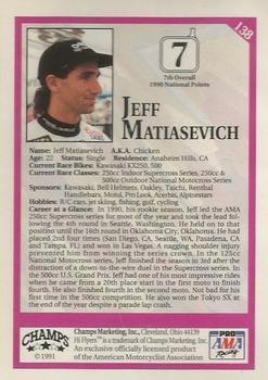 1991 Champs Hi Flyers #138 Jeff Matiasevich Back