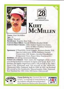 1991 Champs Hi Flyers #88 Kurt McMillen Back
