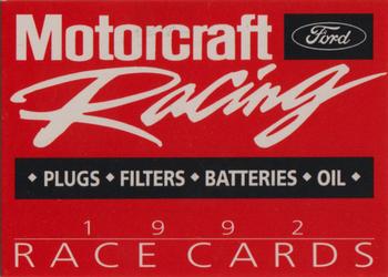 1992 Motorcraft #NNO Cover Card Front