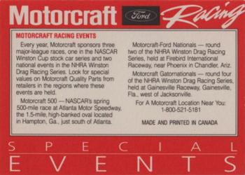 1992 Motorcraft #NNO Special Events Back
